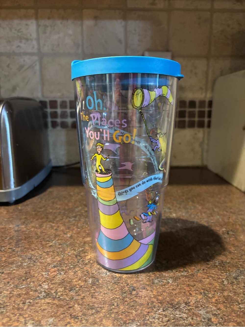 tervis Dr. Seuss Tumbler with Bright Blue Lid and Multicolor Design